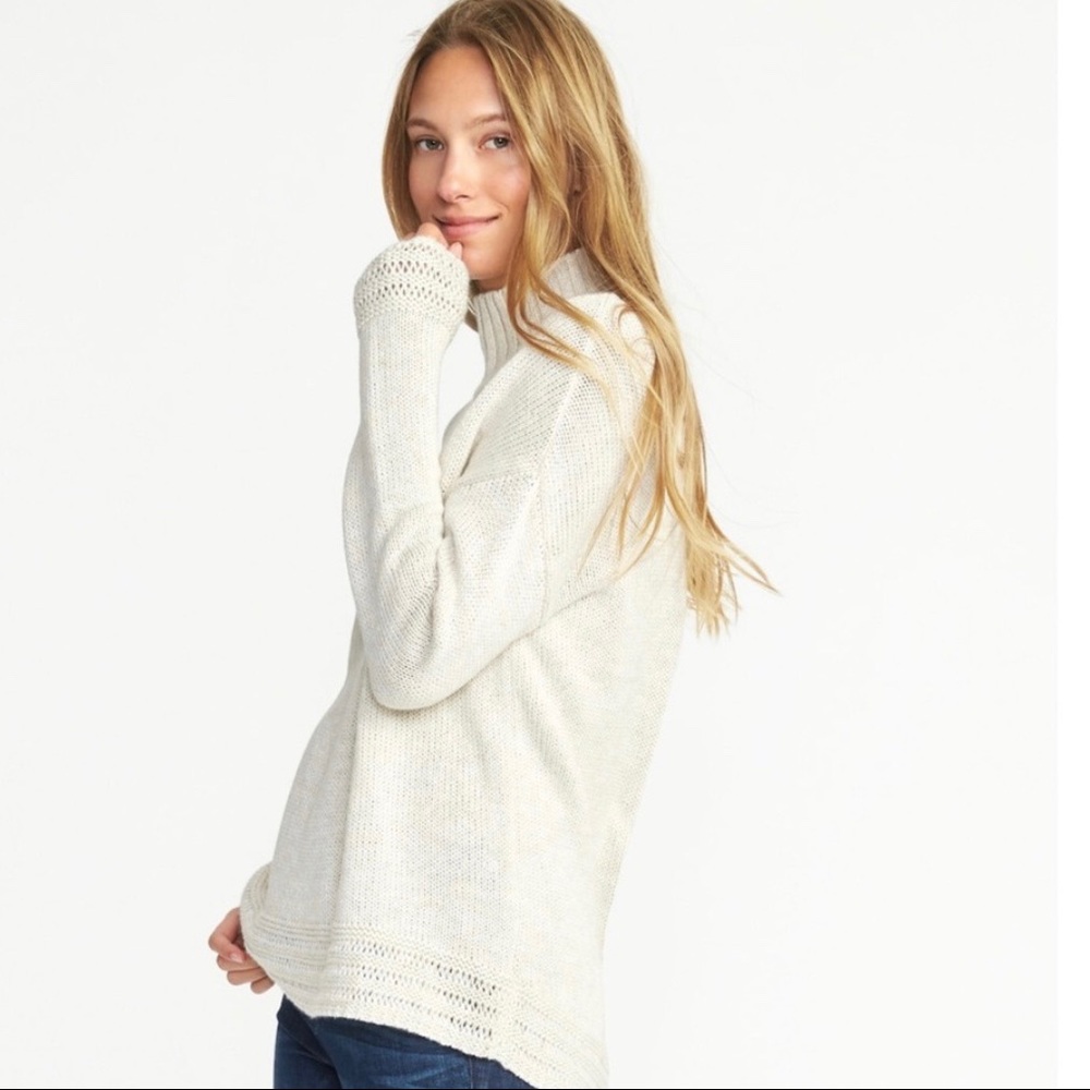 NWT Mock-Neck Hi-Lo Sweater for Women cream